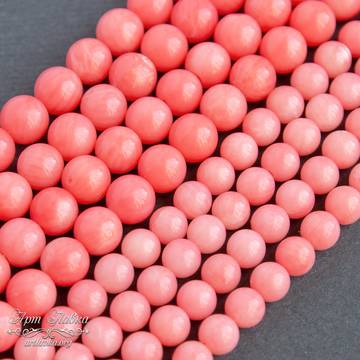 Коралл розовый натуральный бусины шарики 5 7 8 мм - фото изображение товара, artikul: 108210