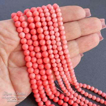 Коралл розовый натуральный бусины шарики 5 7 8 мм art: 108210 фотография 3