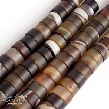 Агат коричневый матовый рондель 15х8 мм бусины шайбы - фото изображение товара, artikul: 107097