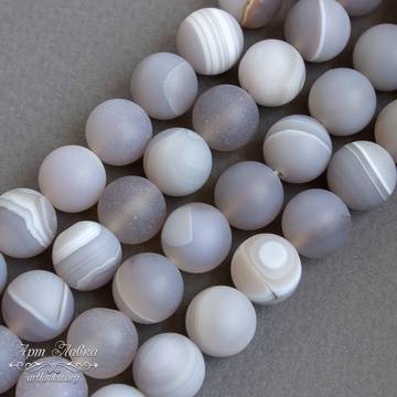 Агат Ботсвана серый 6 8 10 12 мм матовый бусины шар - фото изображение товара, artikul: 107106