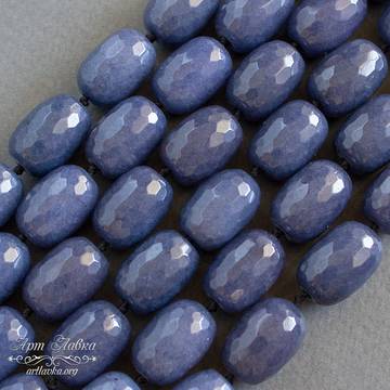Агат синий 17х13 мм крупные бусины бочонки с огранкой - фото изображение товара, artikul:  