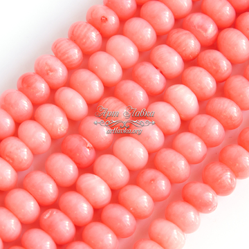 Коралл розовый 5х3 мм натуральные бусины рондели разделители - фото изображение товара, artikul:  