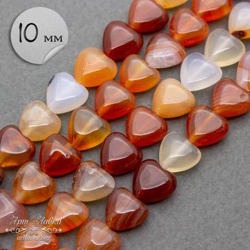Сардоникс сердце 10 мм плоские бусины натурального камня - фото изображение товара, artikul: 106764