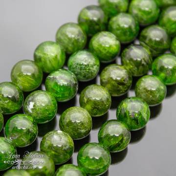 Хромдиопсид 8 мм зеленые круглые бусины из натурального камня - фото изображение товара, artikul: 107338