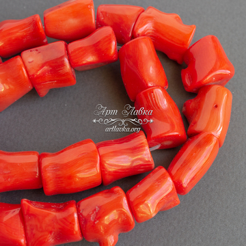 Коралл оранжевый натуральный 19-17 мм большие бусины фриформ - фото изображение товара, artikul:  