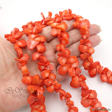 Коралл оранжевый натуральный НИТЬ бусины 10-15 мм фриформ artikul: 107414 photo 4