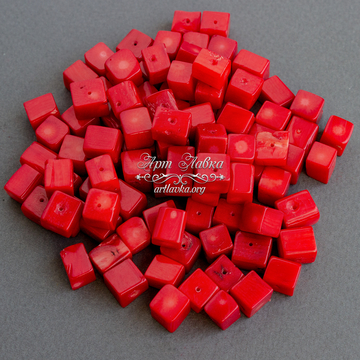 Коралл натуральный 9х8 мм красные бусины кубики code:   изображение 5