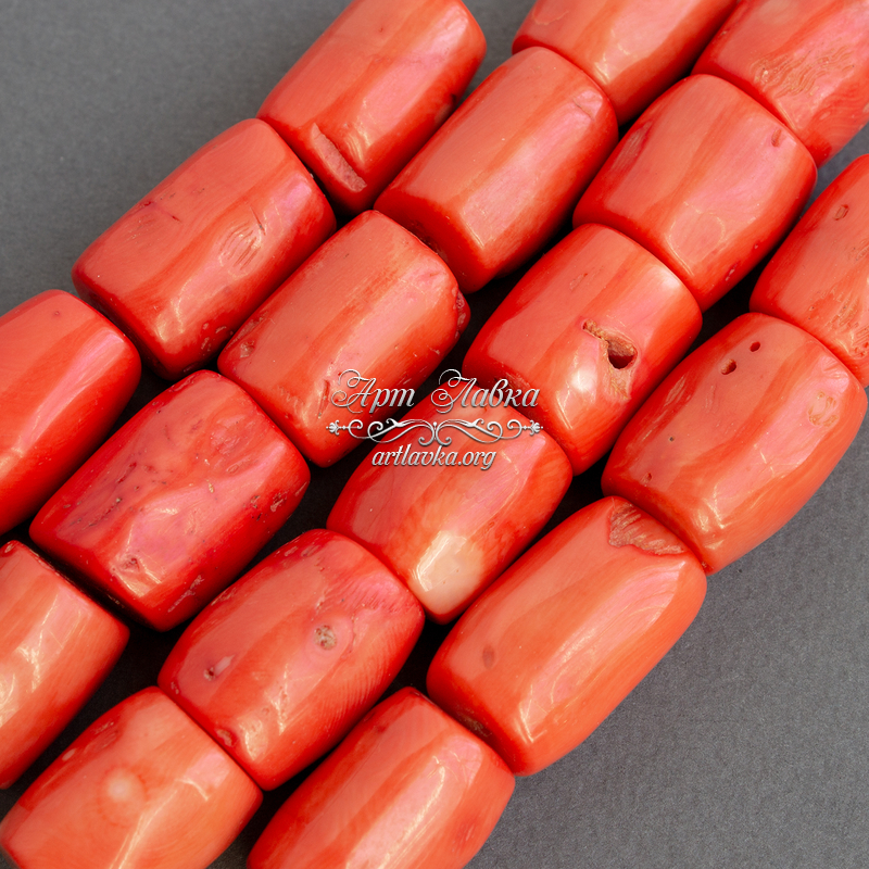 Коралл оранжевый 24х16 мм натуральный большие бусины фриформ - увеличенное фото изображение в карточке товара артикул: 107418