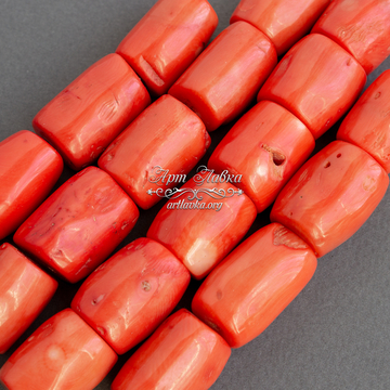 Коралл оранжевый 24х16 мм натуральный большие бусины фриформ - фото изображение товара, artikul: 107418