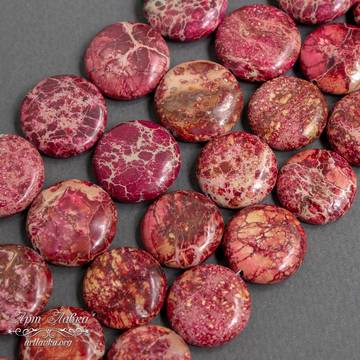 Варисцит круглые плоские темно розовые бусины 18 мм - фото изображение товара, artikul:  