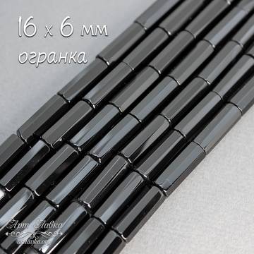 Агат черный с огранкой 16х6 мм бусины трубочки цилиндры - фото изображение товара, artikul: 108038