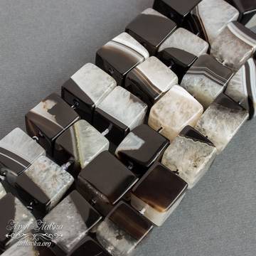 Агат с кварцем бусины кубики 13 мм из натурального камня - фото изображение товара, artikul:  