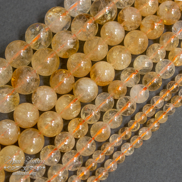 Цитрин природный 6 8 10 12 мм бусины шарики - фото изображение товара, artikul: 107543