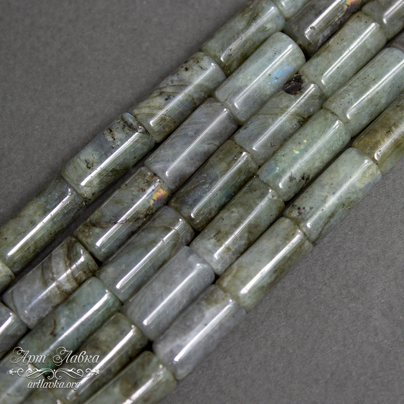 Лабрадор бусины трубочки цилиндры 15х7 мм - увеличенное фото изображение в карточке товара артикул:  