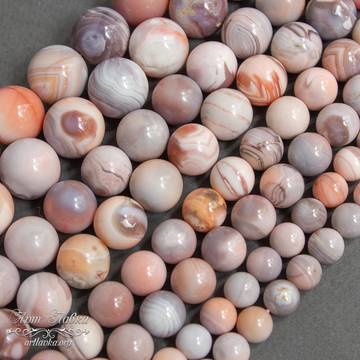 Агат Ботсвана серо розовый 6 8 10 12 мм бусины шарики - фото изображение товара, artikul: 107564