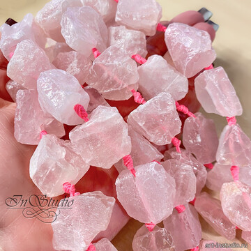 Розовый кварц необработанный крупные бусины code: 107609 изображение 5