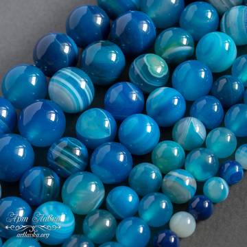 Агат Ботсвана 6 8 10 мм синие бусины шар - фото изображение товара, artikul: 107663