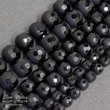 Агат черный матовый с огранкой 6 мм бусины шарики - фото изображение товара, artikul: 107684
