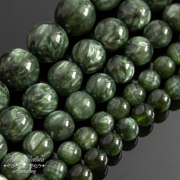Серафинит Клинохлор натуральный 8 10 13 мм бусины шарики - фото изображение товара, artikul: 107775