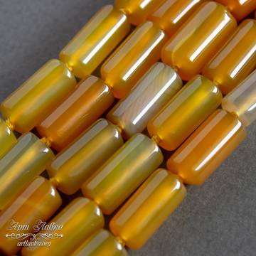 Агат желтый 15х8 мм бусины трубочки цилиндры - фото изображение товара, artikul:  