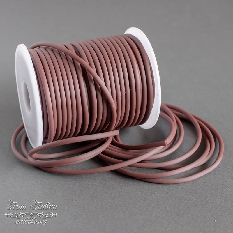 Шнур силиконовый 3 мм полый коричневый - увеличенное фото изображение в карточке товара артикул: 108770