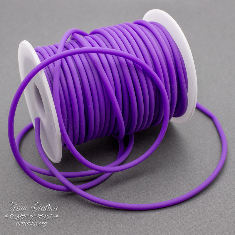 Шнур силиконовый 3 мм полый фиолетовый - увеличенное фото изображение в карточке товара артикул: 108078