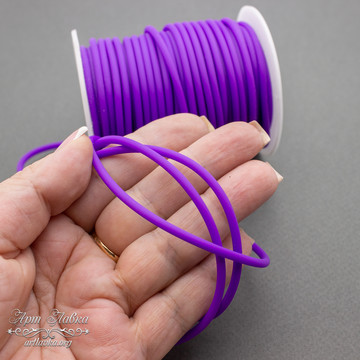 Шнур силиконовый 3 мм полый фиолетовый art: 108078 фотография 3