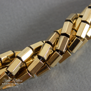 Гематит трубочки шестигранные 8х5 мм золотистые бусины art: 108331 фотография 3