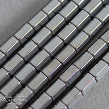 Гематит трубочки шестигранные 8х5 мм серебристые бусины - фото изображение товара, artikul: 108334