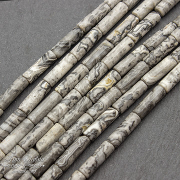 Яшма серая 13х4 мм бусины трубочки - фото изображение товара, artikul: 108349