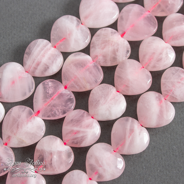 Мадагаскарский розовый кварц 19 мм бусины сердечки - фото изображение товара, artikul:  