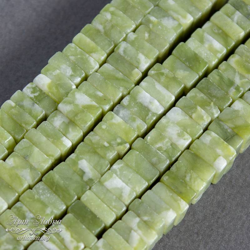 Агат салатовый 8х3 мм бусины квадратные рондели - увеличенное фото изображение в карточке товара артикул: 108427