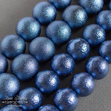 Жемчуг Майорка фактурный 16 и 18 мм синие бусины шарики - фото изображение товара, artikul:  