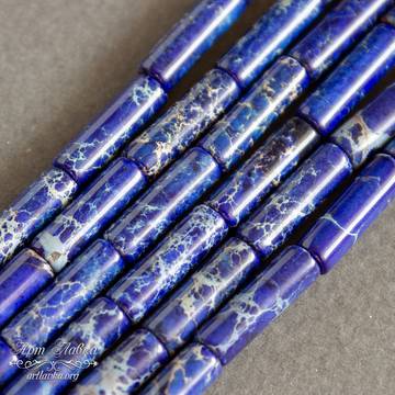 Варисцит синий 13х4 мм тонкие бусины трубочки цилиндры - фото изображение товара, artikul: 108500