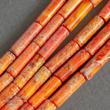 Варисцит оранжевый 13х4 мм тонкие бусины трубочки цилиндры - фото изображение товара, artikul:  