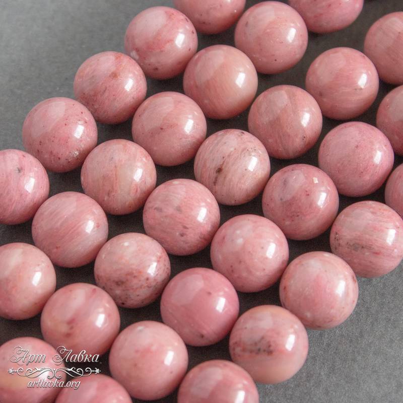 Родонит розовый 6 8 10 мм бусины шарики люкс - увеличенное фото изображение в карточке товара артикул: 109426