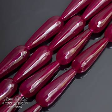 Халцедон рубиновый 30 мм бусины капли с огранкой - фото изображение товара, artikul: 108599