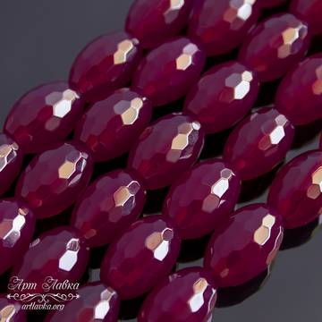 Халцедон рубиновый 14 мм овальные бусины оливки с огранкой арт: 108602 фото 2
