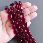 Халцедон рубиновый 14 мм овальные бусины оливки с огранкой - маленькое фото 1