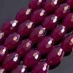 Халцедон рубиновый 14 мм овальные бусины оливки с огранкой - маленькая фотография 2