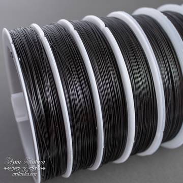 Ювелирный тросик ланка 0,38 и 0,45 мм черный art: 108684 фотография 3