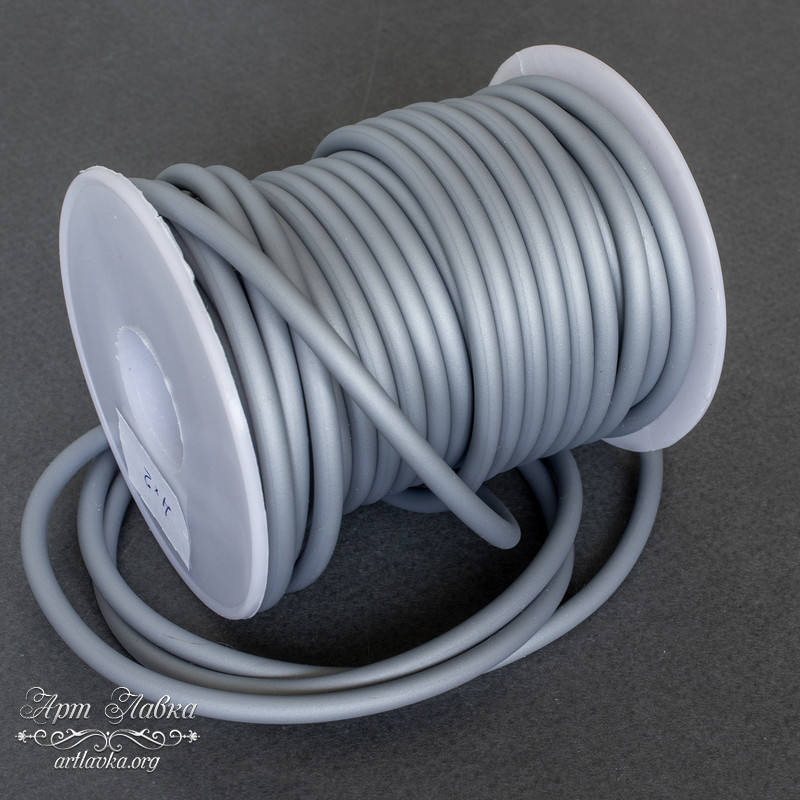 Шнур силиконовый серебристо серый 3 мм полый - увеличенное фото изображение в карточке товара артикул: 108771