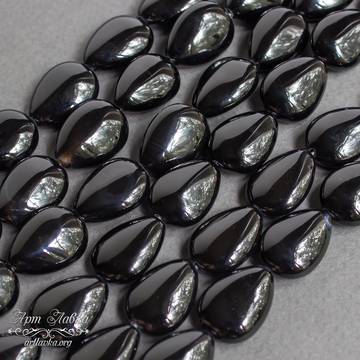 Агат черный 17 мм плоские бусины капли - фото изображение товара, artikul: 108819