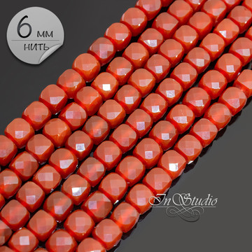 Сердолик кубик с огранкой 4,5мм и 6мм НИТЬ code: 109867 изображение 5
