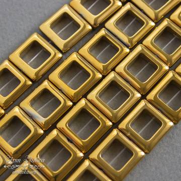 Гематит золотистый бусины 14 мм квадратная рамка - фото изображение товара, artikul: 108954