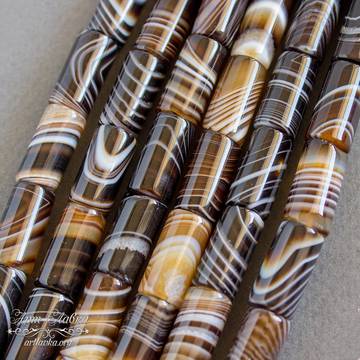 Агат Ботсвана 16х8 мм полосатые бусины трубочки цилиндры art:   фотография 3