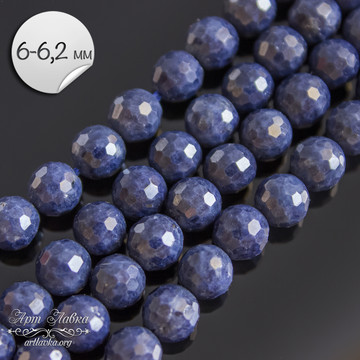 Сапфир природный 6 мм бусины шарики с огранкой - фото изображение товара, artikul: 109036