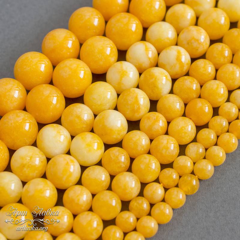 Кварц желтый 6 8 10 12 мм бусины шарики - увеличенное фото изображение в карточке товара артикул: 109355