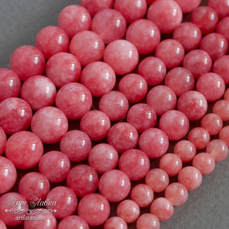 Кварц темно розовый 6 8 10 мм бусины шарики - увеличенное фото изображение в карточке товара артикул: 109361