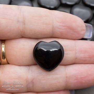Агат черный сердце 18 мм плоские бусины art: 109482 фотография 3